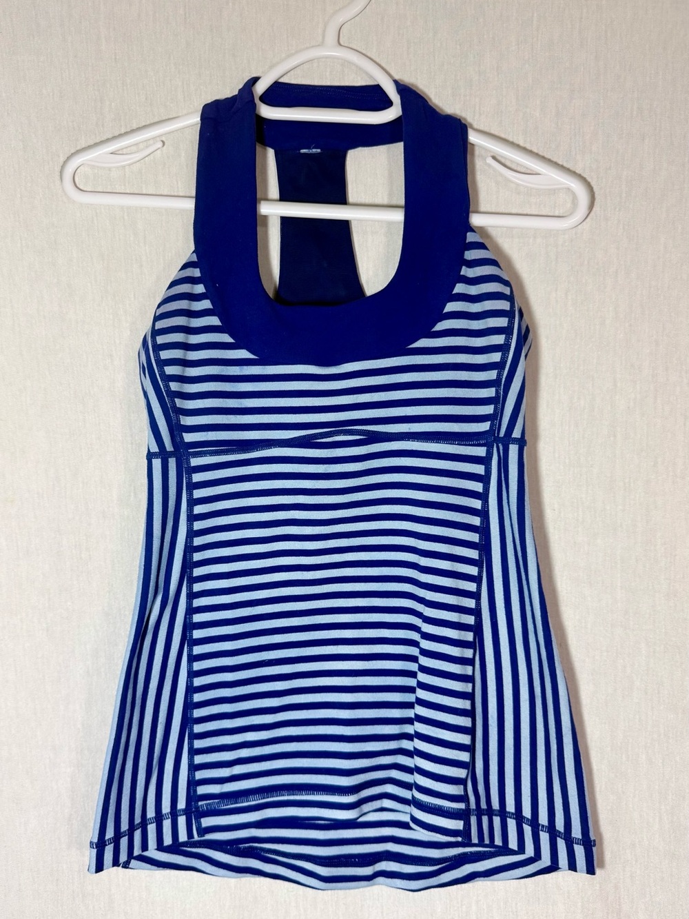 Lululemon OOAK size 4 hand overdyed Blue Striped Racerback Tank Top